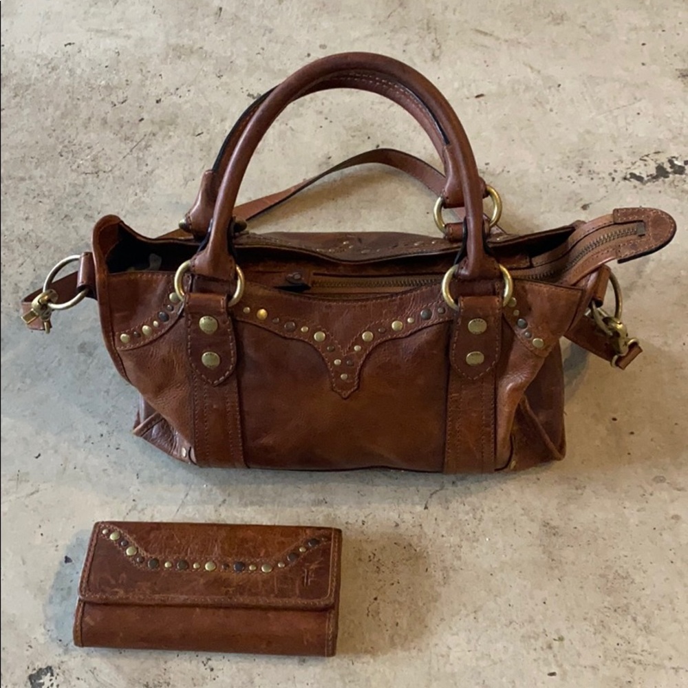 Frye leather bag with matching wallet